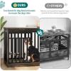imageYITAHOME 55 Inch Large Dog Crate Furniture Heavy Duty Wooden Dog Crate TV Stand with 2 Dog Bowls Metal Dog Kennel Indoor Furniture Sliding Barn Door Design for Extra Large Dogs Rustic BrownBlack Oak