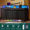 imageYITAHOME 55 Inch Large Dog Crate Furniture Heavy Duty Wooden Dog Crate TV Stand with 2 Dog Bowls Metal Dog Kennel Indoor Furniture Sliding Barn Door Design for Extra Large Dogs Rustic BrownBlack OakLed Light
