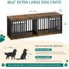 imageYITAHOME 55 Inch Large Dog Crate Furniture Heavy Duty Wooden Dog Crate TV Stand with 2 Dog Bowls Metal Dog Kennel Indoor Furniture Sliding Barn Door Design for Extra Large Dogs Rustic BrownRustic Brown