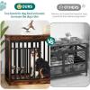 imageYITAHOME 55 Inch Large Dog Crate Furniture Heavy Duty Wooden Dog Crate TV Stand with 2 Dog Bowls Metal Dog Kennel Indoor Furniture Sliding Barn Door Design for Extra Large Dogs Rustic BrownRustic Brown