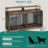 imageYITAHOME 55 Inch Large Dog Crate Furniture Heavy Duty Wooden Dog Crate TV Stand with 2 Dog Bowls Metal Dog Kennel Indoor Furniture Sliding Barn Door Design for Extra Large Dogs Rustic BrownRustic BrownLed Light