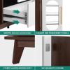 imageYITAHOME 59 Kitchen Storage Cabinet Sideboard Buffet Cabinet with Glass Doors and 3 Drawers Coffee Bar Cabinets with Adjustable Shelf for Living Room White ampamp Brown
