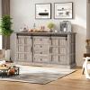imageYITAHOME 59quot Farmhouse Buffet Cabinet with Storage Large Sideboard Cabinet wSliding Barn Doors and 4 Drawers for Living Room Wash GreyWash Grey