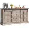 imageYITAHOME 59quot Farmhouse Buffet Cabinet with Storage Large Sideboard Cabinet wSliding Barn Doors and 4 Drawers for Living Room Wash GreyWash Grey