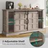 imageYITAHOME 59quot Farmhouse Buffet Cabinet with Storage Large Sideboard Cabinet wSliding Barn Doors and 4 Drawers for Living Room Wash GreyWash Grey