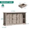 imageYITAHOME 59quot Farmhouse Buffet Cabinet with Storage Large Sideboard Cabinet wSliding Barn Doors and 4 Drawers for Living Room Wash GreyWash Grey