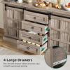 imageYITAHOME 59quot Farmhouse Buffet Cabinet with Storage Large Sideboard Cabinet wSliding Barn Doors and 4 Drawers for Living Room Wash GreyWash Grey
