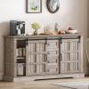 imageYITAHOME 59quot Farmhouse Buffet Cabinet with Storage Large Sideboard Cabinet wSliding Barn Doors and 4 Drawers for Living Room Wash GreyWash Grey