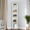 imageYITAHOME 5Tier Corner Shelf 708quot Tall Modern Free Standing Corner Bookshelf 5 Shelf Display Corners Bookcase and BookshelvesWooden Open Storage Book Shelves for Living Room Home Office WhiteWhite