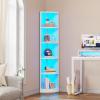 imageYITAHOME 5Tier Corner Shelf 708quot Tall Modern Free Standing Corner Bookshelf 5 Shelf Display Corners Bookcase and BookshelvesWooden Open Storage Book Shelves for Living Room Home Office WhiteWhite
