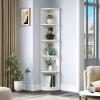 imageYITAHOME 5Tier Corner Shelf 708quot Tall Modern Free Standing Corner Bookshelf 5 Shelf Display Corners Bookcase and BookshelvesWooden Open Storage Book Shelves for Living Room Home Office WhiteWhite