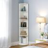 imageYITAHOME 5Tier Corner Shelf 708quot Tall Modern Free Standing Corner Bookshelf 5 Shelf Display Corners Bookcase and BookshelvesWooden Open Storage Book Shelves for Living Room Home Office WhiteWhite