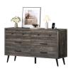imageYITAHOME 6 Drawer DresserTV Stand for 55 Inch TVEntertainment CenterConsole Table with Black Metal Handles ampamp AntiTipping Device for Living RoomBedroom  Dark Rustic Oak157D x 31W x 472H 6 Drawers