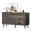 imageYITAHOME 6 Drawer DresserTV Stand for 55 Inch TVEntertainment CenterConsole Table with Black Metal Handles ampamp AntiTipping Device for Living RoomBedroom  Dark Rustic Oak16D x 475W x 315H 7 Drawers