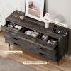 imageYITAHOME 6 Drawer DresserTV Stand for 55 Inch TVEntertainment CenterConsole Table with Black Metal Handles ampamp AntiTipping Device for Living RoomBedroom  Dark Rustic Oak16D x 475W x 315H 7 Drawers