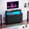 imageYITAHOME 6 Drawer Dressers Wood Dressers Chests of Drawers Modern Dresser with Open Shelf Storage for Room Entryway Hallway Dark Rustic OakBlack