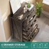 imageYITAHOME 6 Drawer Dressers Wood Dressers Chests of Drawers Modern Dresser with Open Shelf Storage for Room Entryway Hallway Dark Rustic OakDark Rustic Oak