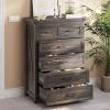imageYITAHOME 6 Drawer Dressers Wood Dressers Chests of Drawers Modern Dresser with Open Shelf Storage for Room Entryway Hallway Dark Rustic OakDark Rustic Oak