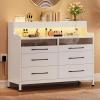 imageYITAHOME 6 Drawer Dressers Wood Dressers Chests of Drawers Modern Dresser with Open Shelf Storage for Room Entryway Hallway Dark Rustic OakWhite