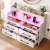 imageYITAHOME 6 Drawer Dressers Wood Dressers Chests of Drawers Modern Dresser with Open Shelf Storage for Room Entryway Hallway Dark Rustic OakWhite