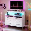 imageYITAHOME 6 Drawer Dressers Wood Dressers Chests of Drawers Modern Dresser with Open Shelf Storage for Room Entryway Hallway Dark Rustic OakWhite
