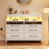 imageYITAHOME 6 Drawer Dressers Wood Dressers Chests of Drawers Modern Dresser with Open Shelf Storage for Room Entryway Hallway Dark Rustic OakWhite