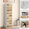 imageYITAHOME 6 Tiers24 Pairs Installation Free Shoe Storage Box for Closet Folding Shoe Cabinets with Magnetic Doors Collapsible Shoe Rack Sneaker Organizer for Entryway Living Room Bedroom Whitewithout Boots Tiers