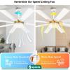 imageYITAHOME 60 Inch Black Ceiling Fan with Lights and Remote8 BladesApp Control Modern Smart Ceiling Fan Compatible with Alexa for Indoor Reversible Quiet Motor Memory FunctionWhite  Gold