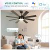 imageYITAHOME 60 Inch Black Ceiling Fan with Lights and Remote8 BladesApp Control Modern Smart Ceiling Fan Compatible with Alexa for Indoor Reversible Quiet Motor Memory FunctionBlack