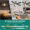 imageYITAHOME 60 Inch Ceiling Fan with Light and Remote 5 Blades with Crystal Rod Design Modern Chandelier Ceiling Fan with Reversible Quiet Motor Indoor Fan with 3 LED Color White ampampGoldBlack  Gold