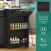 imageYITAHOME 60 Inch Kitchen Island with Drop Leaf Mobile Stroage Islands with Stainless Steel Top Rolling Island Table with Power Outlet Adjustable Shelves Spice Rack Towel Rack for Kitchen Black