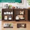 imageYITAHOME 62quot Farmhouse Buffet Cabinet with Storage Large Coffee Bar Cabinet Kitchen Sideboard with Adjustable Shelves for Living Room Entryway Kitchen Dark Walnut