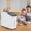 imageYITAHOME 65L117lbs Large Ingredient Storage Bins Commercial 11458 Gal Rice Flour Storage Container Organizer Storage Bin with Measuring Cup Scoop and Wheels for Kitchen White ampamp Black LidWhite