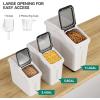 imageYITAHOME 65L117lbs Large Ingredient Storage Bins Commercial 11458 Gal Rice Flour Storage Container Organizer Storage Bin with Measuring Cup Scoop and Wheels for Kitchen White ampamp Black LidWhiteBlack Clear Lid