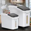 imageYITAHOME 65L117lbs Large Ingredient Storage Bins Commercial 11458 Gal Rice Flour Storage Container Organizer Storage Bin with Measuring Cup Scoop and Wheels for Kitchen White ampamp Black LidWhite