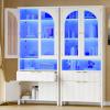 imageYITAHOME 65quot Tall White Bookshelf White Bookcase with Doors and Drawers Tall Bookshelf with MultiColor LED Lights Kitchen Pantry Storage Cabinet for Kitchen Living RoomWhite