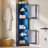 imageYITAHOME 65quot Tall White Bookshelf White Bookcase with Doors and Drawers Tall Bookshelf with MultiColor LED Lights Kitchen Pantry Storage Cabinet for Kitchen Living RoomBlack