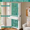 imageYITAHOME 65quot Tall White Bookshelf White Bookcase with Doors and Drawers Tall Bookshelf with MultiColor LED Lights Kitchen Pantry Storage Cabinet for Kitchen Living RoomWhite