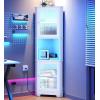 imageYITAHOME 65quot Tall White Bookshelf White Bookcase with Doors and Drawers Tall Bookshelf with MultiColor LED Lights Kitchen Pantry Storage Cabinet for Kitchen Living RoomWhite