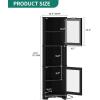 imageYITAHOME 65quot Tall White Bookshelf White Bookcase with Doors and Drawers Tall Bookshelf with MultiColor LED Lights Kitchen Pantry Storage Cabinet for Kitchen Living RoomBlack