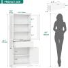 imageYITAHOME 65quot Tall White Bookshelf White Bookcase with Doors and Drawers Tall Bookshelf with MultiColor LED Lights Kitchen Pantry Storage Cabinet for Kitchen Living RoomWhite