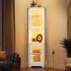 imageYITAHOME 65quot Tall White Bookshelf White Bookcase with Doors and Drawers Tall Bookshelf with MultiColor LED Lights Kitchen Pantry Storage Cabinet for Kitchen Living RoomWhite