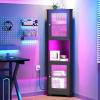 imageYITAHOME 65quot Tall White Bookshelf White Bookcase with Doors and Drawers Tall Bookshelf with MultiColor LED Lights Kitchen Pantry Storage Cabinet for Kitchen Living RoomBlack