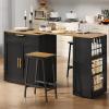 imageYITAHOME 67 inch Kitchen Island with Seating ampamp Extendable Dining Table Mobile Storage Islands with 2 Chairs Rolling Expandable Island with Power Outlet 3Tier Spice Rack LShaped Cart BlackBlack Oak