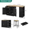 imageYITAHOME 67 inch Kitchen Island with Seating ampamp Extendable Dining Table Mobile Storage Islands with 2 Chairs Rolling Expandable Island with Power Outlet 3Tier Spice Rack LShaped Cart BlackBlack Oak