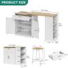 imageYITAHOME 67 inch Kitchen Island with Seating ampamp Extendable Dining Table Mobile Storage Islands with 2 Chairs Rolling Expandable Island with Power Outlet 3Tier Spice Rack LShaped Cart BlackWhite Oak