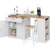 imageYITAHOME 67 inch Kitchen Island with Seating ampamp Extendable Dining Table Mobile Storage Islands with 2 Chairs Rolling Expandable Island with Power Outlet 3Tier Spice Rack LShaped Cart BlackWhite Oak