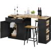 imageYITAHOME 67 inch Kitchen Island with Seating ampamp Extendable Dining Table Mobile Storage Islands with 2 Chairs Rolling Expandable Island with Power Outlet 3Tier Spice Rack LShaped Cart BlackBlack Oak