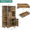imageYITAHOME 67quot Farmhouse Kitchen Pantry with Power Outlet Sliding Barn Door Storage Cabinet w Charging Station Freestanding Hutch with Shelves ampamp Drawer Microwave Stand Cupboard for Dining Room Oak