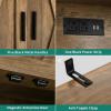 imageYITAHOME 67quot Farmhouse Kitchen Pantry with Power Outlet Sliding Barn Door Storage Cabinet w Charging Station Freestanding Hutch with Shelves ampamp Drawer Microwave Stand Cupboard for Dining Room Oak